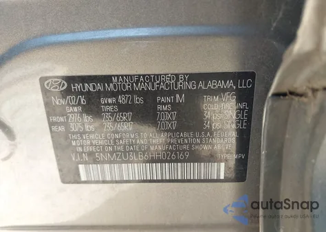 2017 Hyundai Santa Fe Sport 2.4L из США, поврежденный, VIN 5NMZU3LB6HH026169